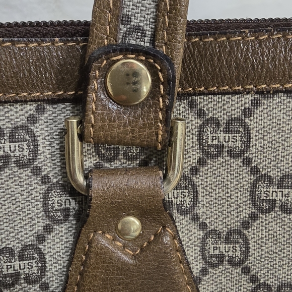 GUCCI GG Plus Canvas Boston Bag PVC Leather Beige - Picture 8 of 16